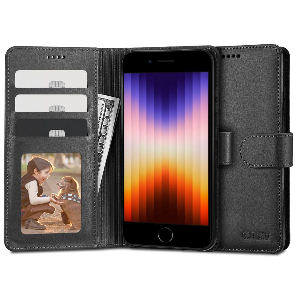 Futrola za Apple iPhone SE (2022) / SE (2020) / 8, Tech-Protect, Wallet, Crna