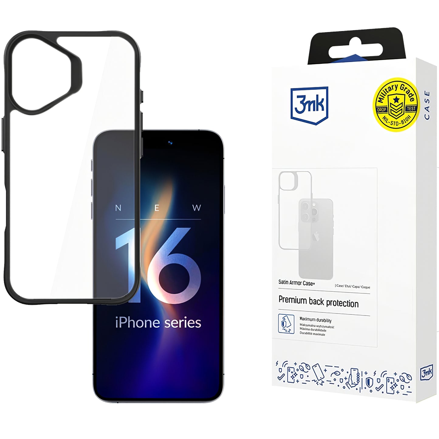 Futrola za Apple iPhone 16, 3MK, Satin Armor Case+, Providna