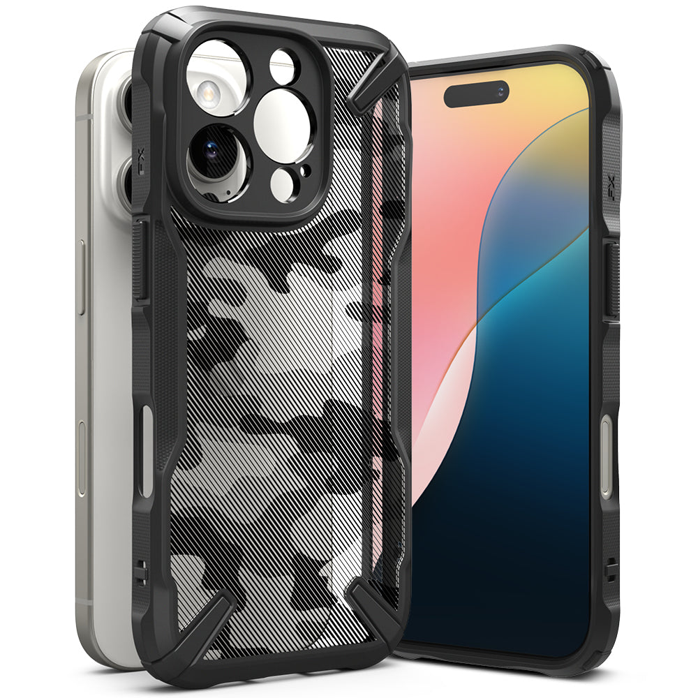 Case for Apple iPhone 16 Pro, Ringke, Fusion X Camo, Black 