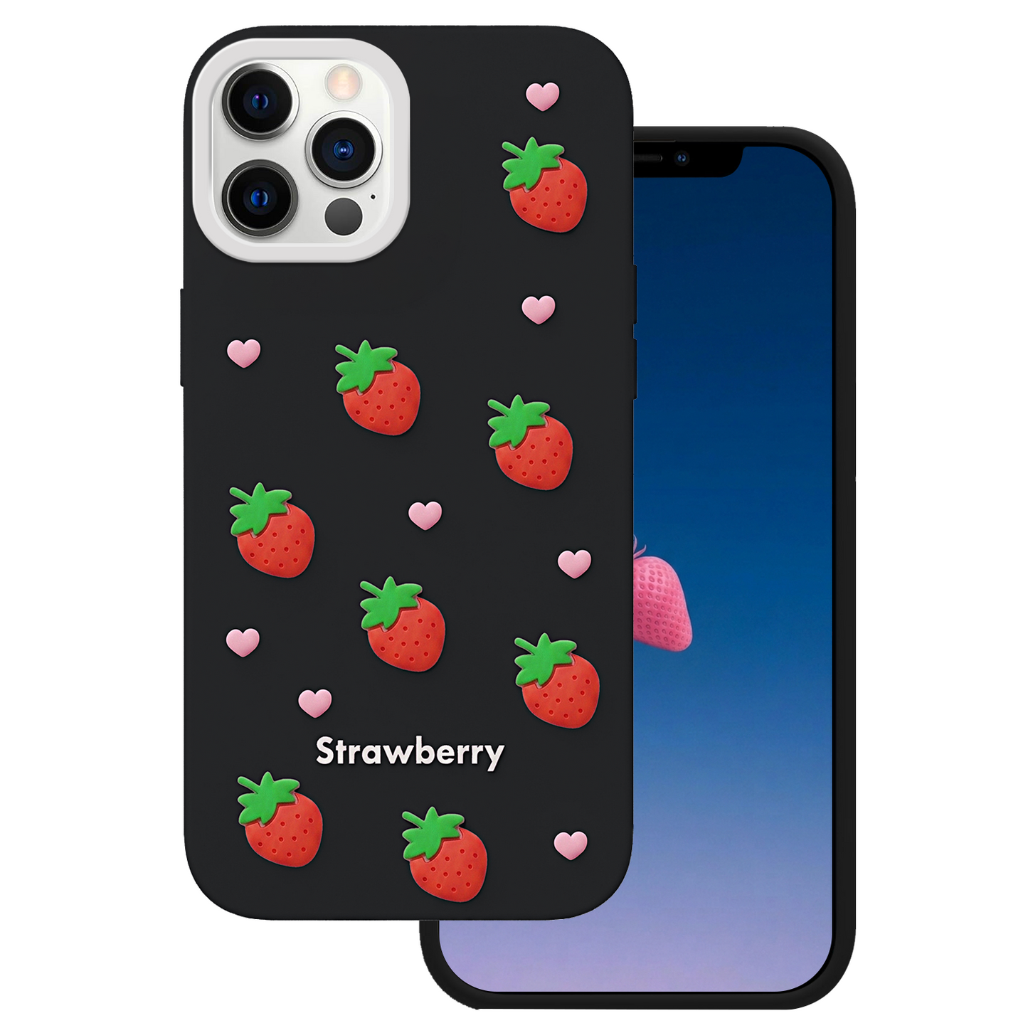 Futrola za Apple iPhone 17 / 16, OEM, Strawberry, Crna
