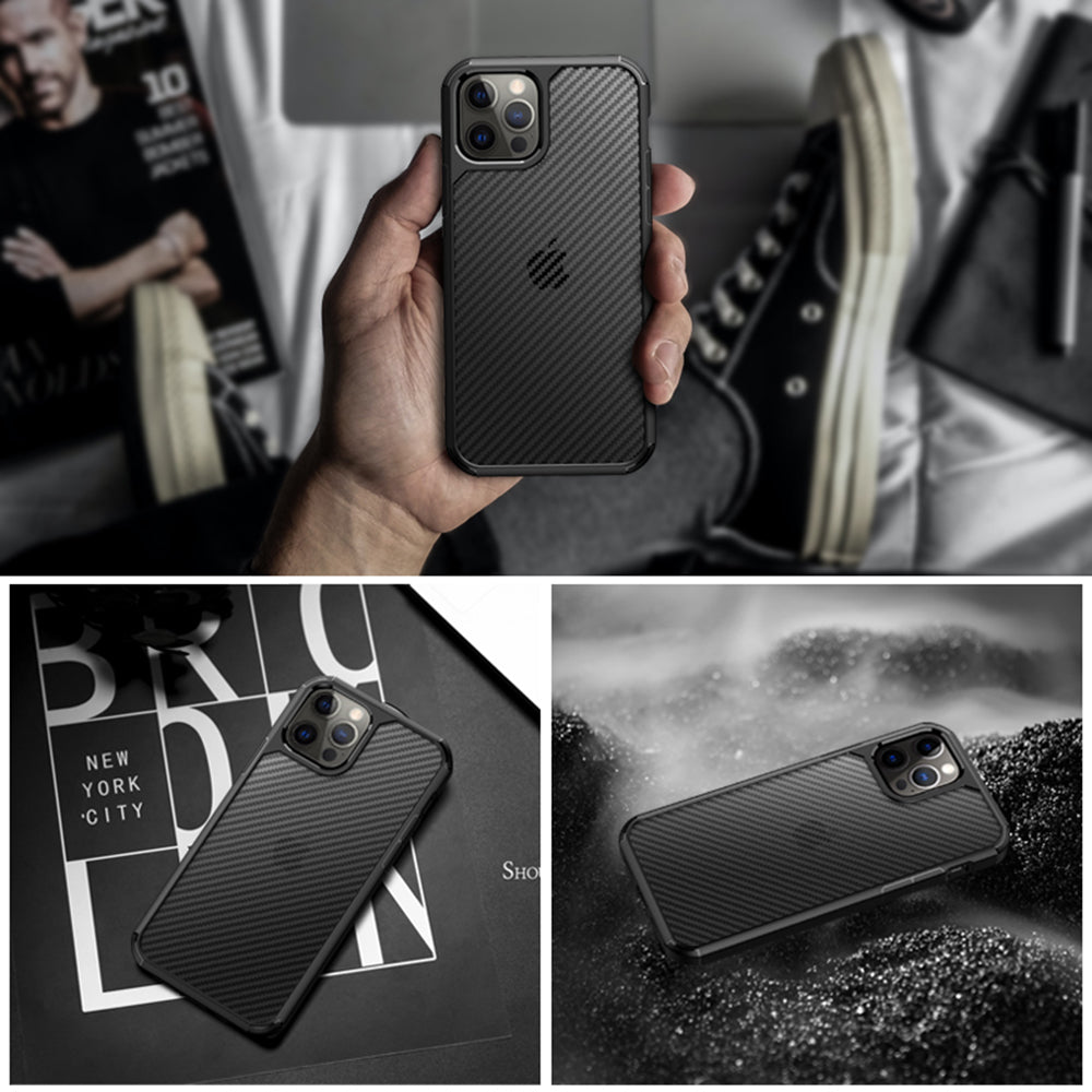 Futrola za Apple iPhone 12 / 12 Pro, Techsuit, CarbonFuse, Crna