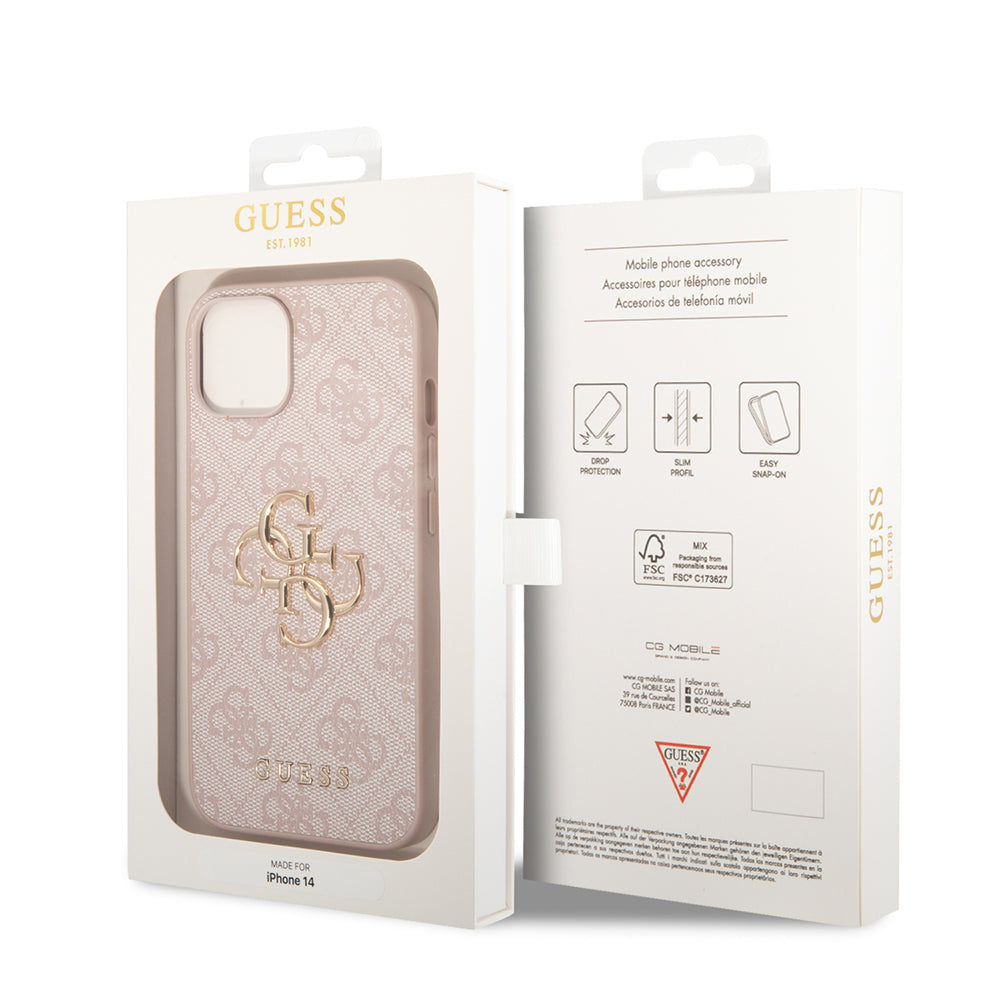 Futrola za Apple iPhone 14, Guess, 4G Metal Logo, Roze