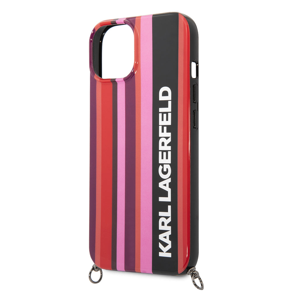 Futrola za Apple iPhone 14, Karl Lagerfeld, Color Stripes with Strap, Roze