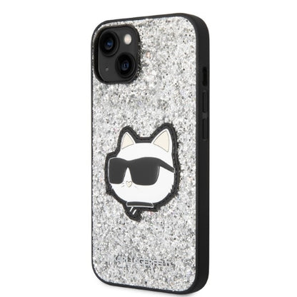 Futrola za Apple iPhone 14, Karl Lagerfeld, Glitter Choupette Patch, Srebrna