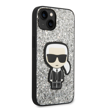 Futrola za Apple iPhone 14, Karl Lagerfeld, Glitter Flakes Ikonik Karl, Srebrna