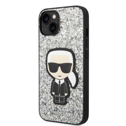 Futrola za Apple iPhone 14, Karl Lagerfeld, Glitter Flakes Ikonik Karl, Srebrna