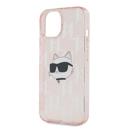Futrola za Apple iPhone 14, Karl Lagerfeld, IML Luxury Monogram Choupette's Head, Roze