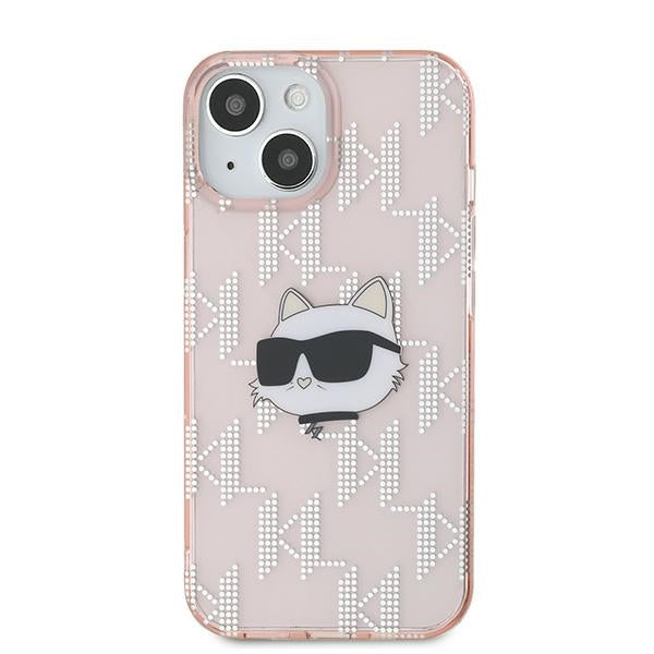 Futrola za Apple iPhone 14, Karl Lagerfeld, IML Luxury Monogram Choupette's Head, Roze