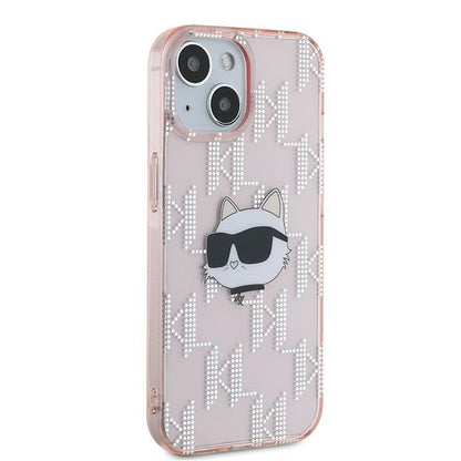 Futrola za Apple iPhone 14, Karl Lagerfeld, IML Luxury Monogram Choupette's Head, Roze