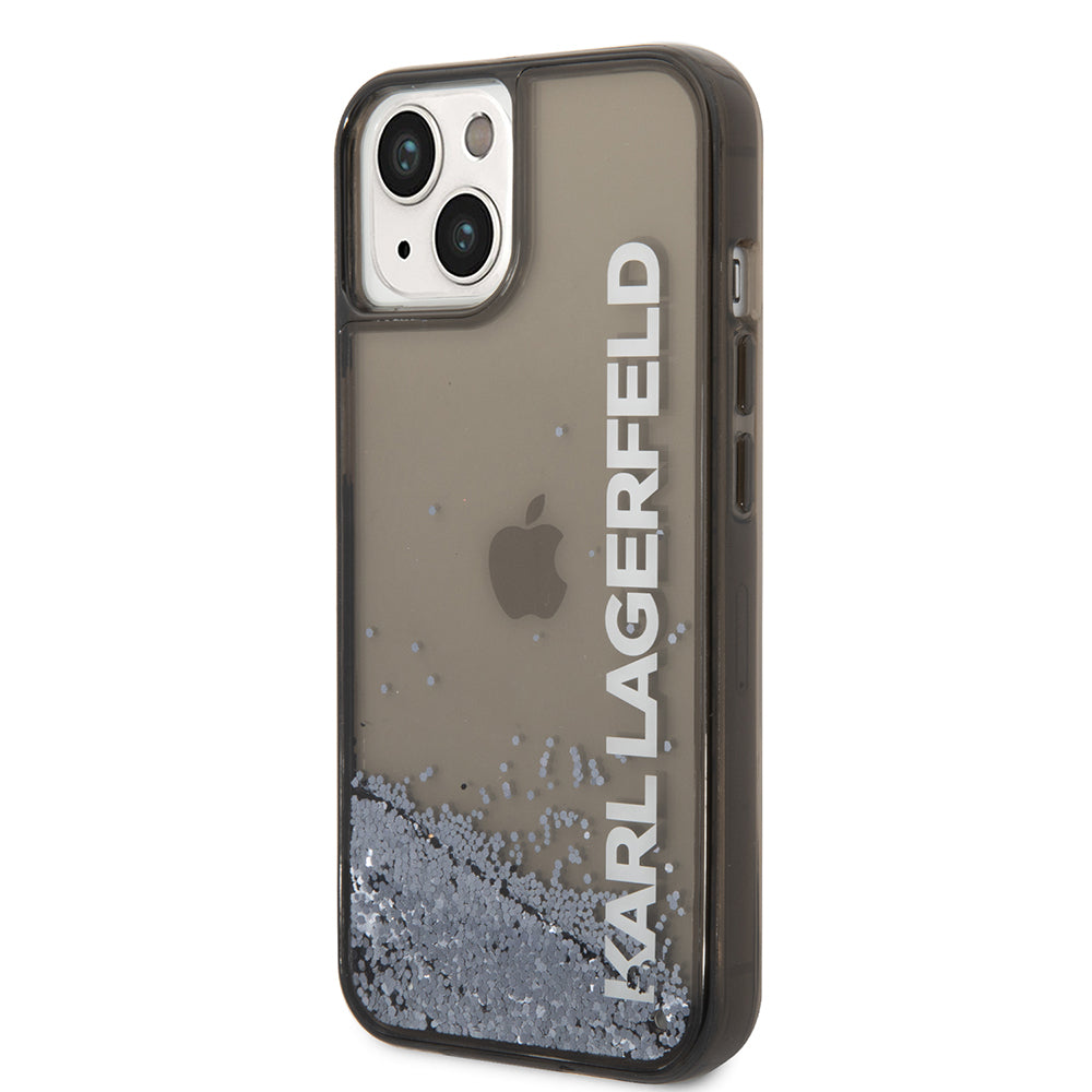 Futrola za Apple iPhone 14, Karl Lagerfeld, Liquid Glitter KL Logo, Crna