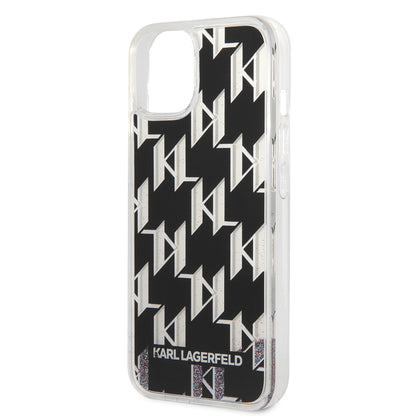 Futrola za Apple iPhone 14, Karl Lagerfeld, Liquid Glitter Monogram, Crna