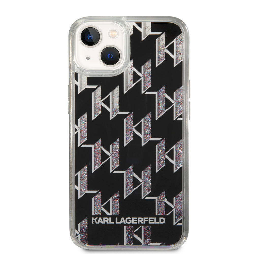 Futrola za Apple iPhone 14, Karl Lagerfeld, Liquid Glitter Monogram, Crna