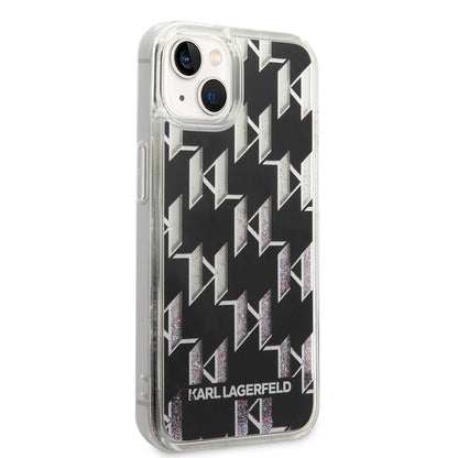Futrola za Apple iPhone 14, Karl Lagerfeld, Liquid Glitter Monogram, Crna