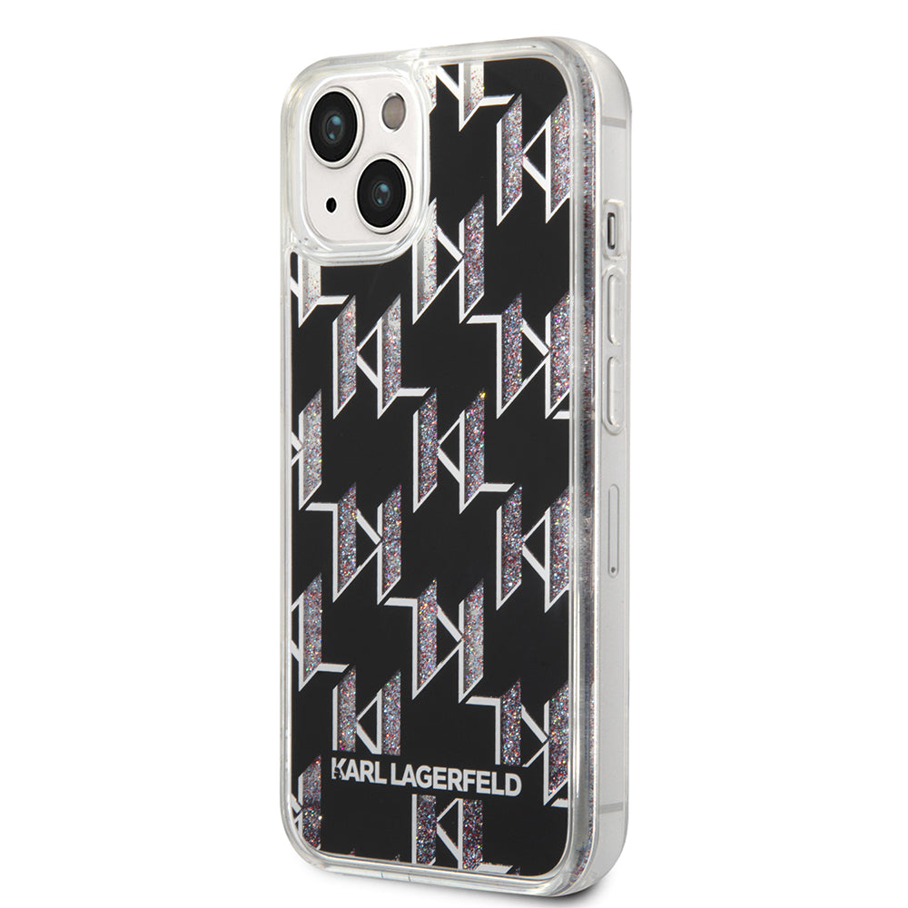 Futrola za Apple iPhone 14, Karl Lagerfeld, Liquid Glitter Monogram, Crna