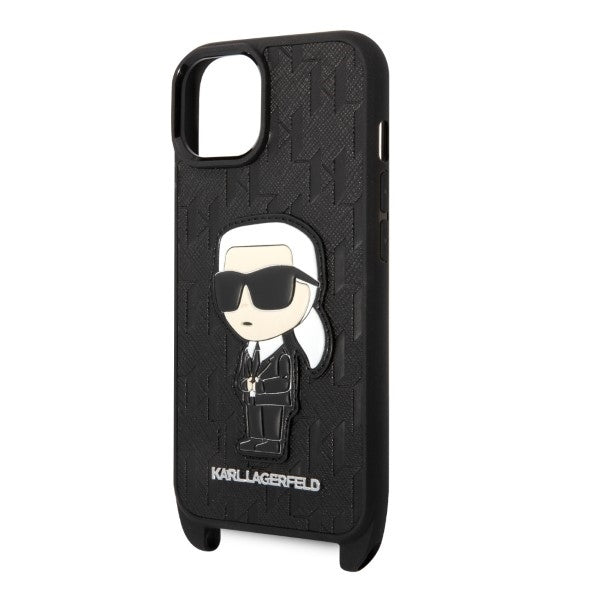 Futrola za Apple iPhone 14, Karl Lagerfeld, Monogram Ikonik Karl, Crna