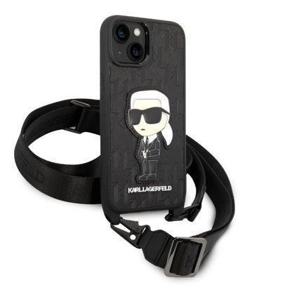 Futrola za Apple iPhone 14, Karl Lagerfeld, Monogram Ikonik Karl, Crna