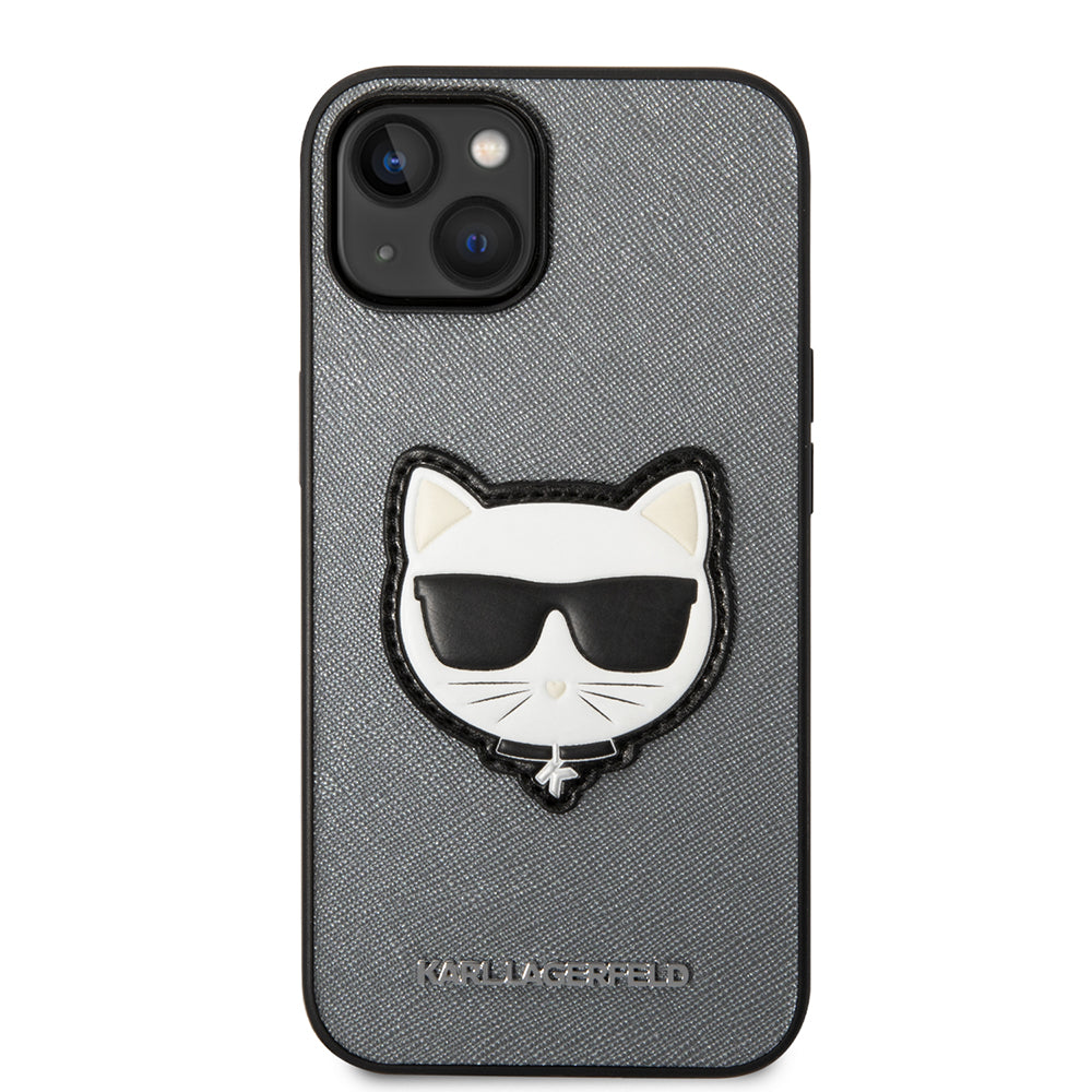 Futrola za Apple iPhone 14, Karl Lagerfeld, Saffiano Choupette's Head, Srebrna