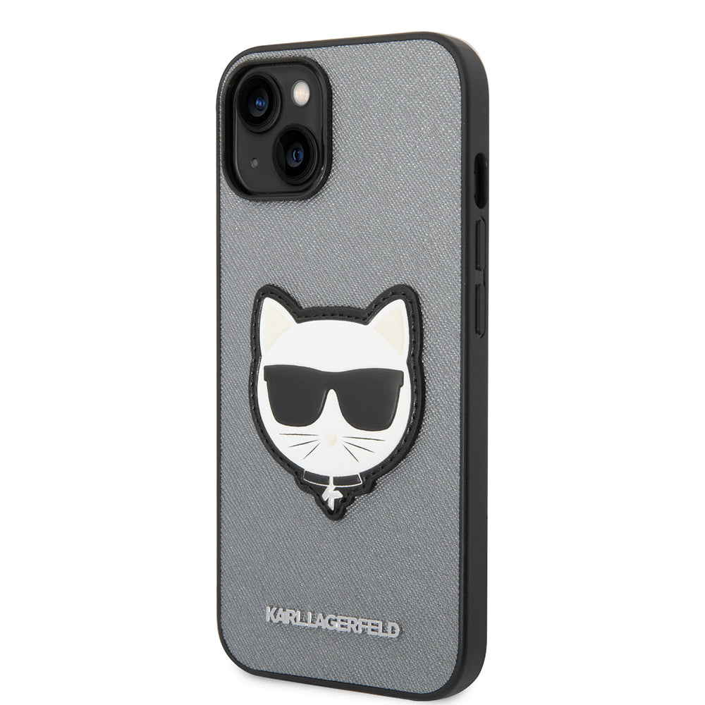 Futrola za Apple iPhone 14, Karl Lagerfeld, Saffiano Choupette's Head, Srebrna
