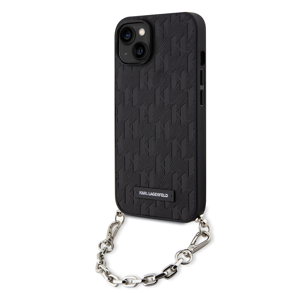 Futrola za Apple iPhone 14, Karl Lagerfeld, Saffiano Monogram Chain, Crna