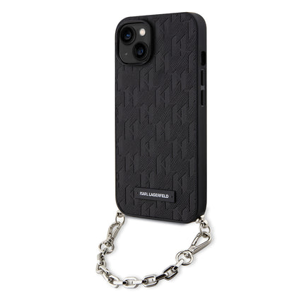 Futrola za Apple iPhone 14, Karl Lagerfeld, Saffiano Monogram Chain, Crna