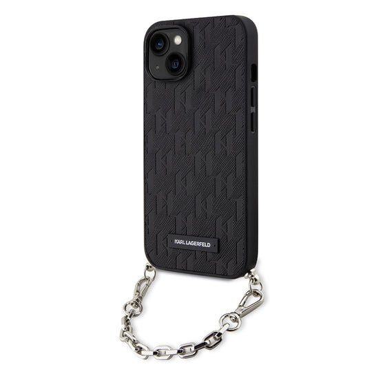Futrola za Apple iPhone 14, Karl Lagerfeld, Saffiano Monogram Chain, Crna