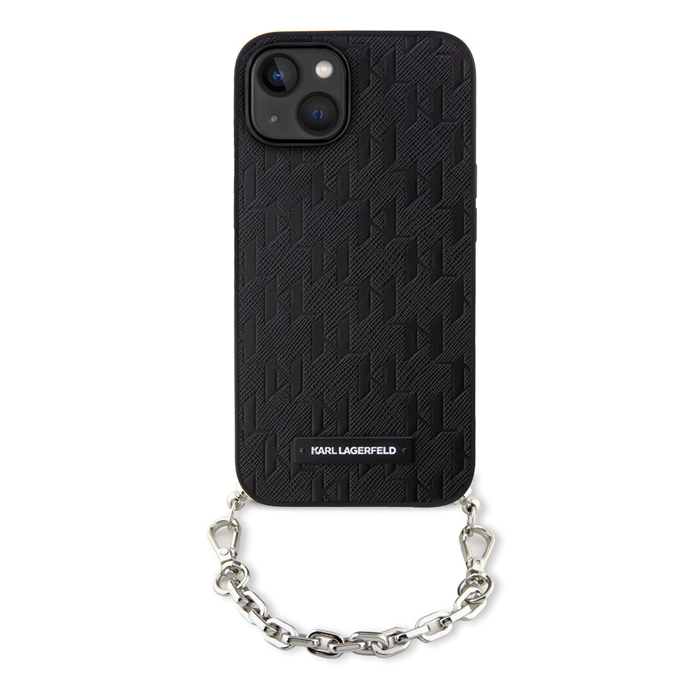 Futrola za Apple iPhone 14, Karl Lagerfeld, Saffiano Monogram Chain, Crna