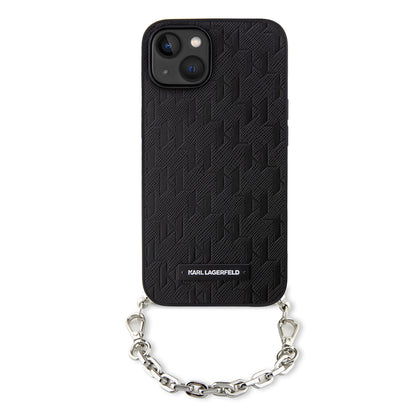 Futrola za Apple iPhone 14, Karl Lagerfeld, Saffiano Monogram Chain, Crna
