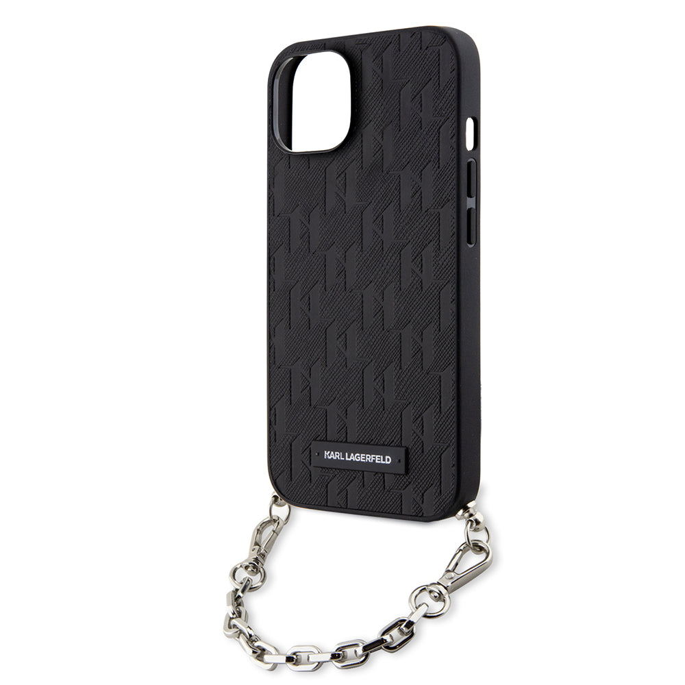 Futrola za Apple iPhone 14, Karl Lagerfeld, Saffiano Monogram Chain, Crna