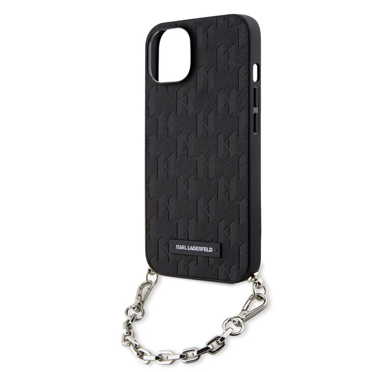 Futrola za Apple iPhone 14, Karl Lagerfeld, Saffiano Monogram Chain, Crna