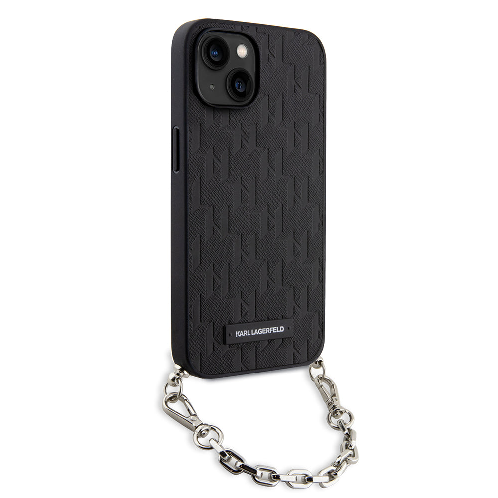 Futrola za Apple iPhone 14, Karl Lagerfeld, Saffiano Monogram Chain, Crna
