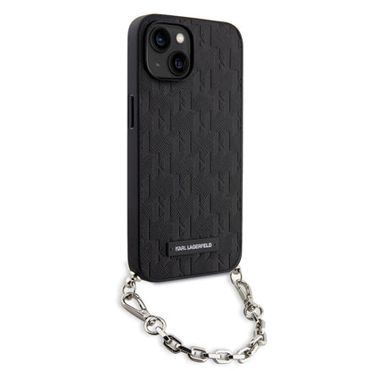 Futrola za Apple iPhone 14, Karl Lagerfeld, Saffiano Monogram Chain, Crna