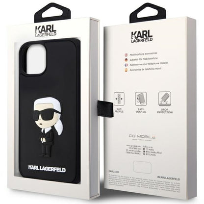 Futrola za Apple iPhone 14 Plus, Karl Lagerfeld, 3D Rubber Ikonik Karl, Crna