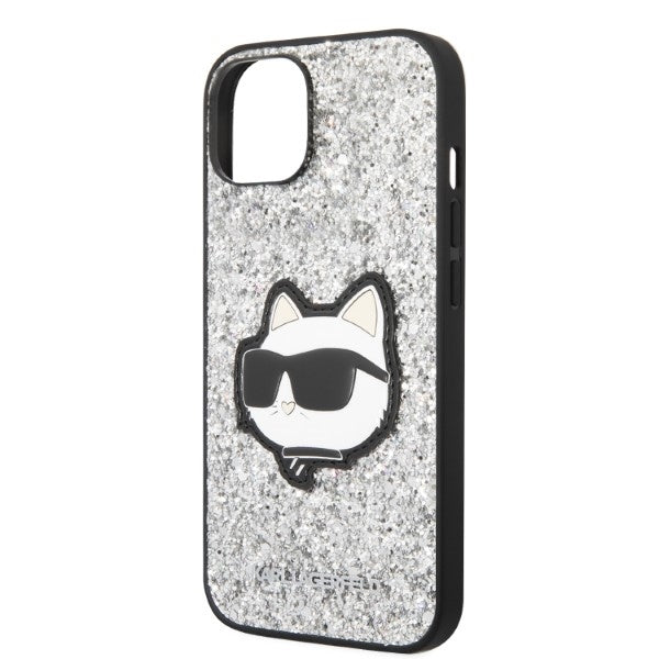 Futrola za Apple iPhone 14 Plus, Karl Lagerfeld, Glitter Choupette Patch, Srebrna