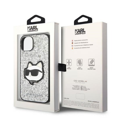Futrola za Apple iPhone 14 Plus, Karl Lagerfeld, Glitter Choupette Patch, Srebrna