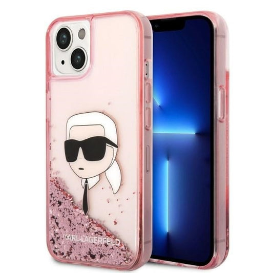 Futrola za Apple iPhone 14 Plus, Karl Lagerfeld, Glitter Karl's Head, Roze