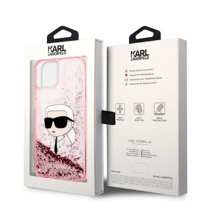 Futrola za Apple iPhone 14 Plus, Karl Lagerfeld, Glitter Karl's Head, Roze