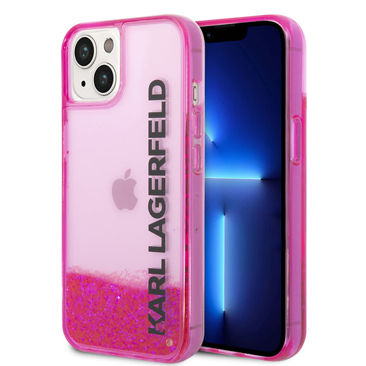Futrola za Apple iPhone 14 Plus, Karl Lagerfeld, Liquid Glitter KL Logo, Roze