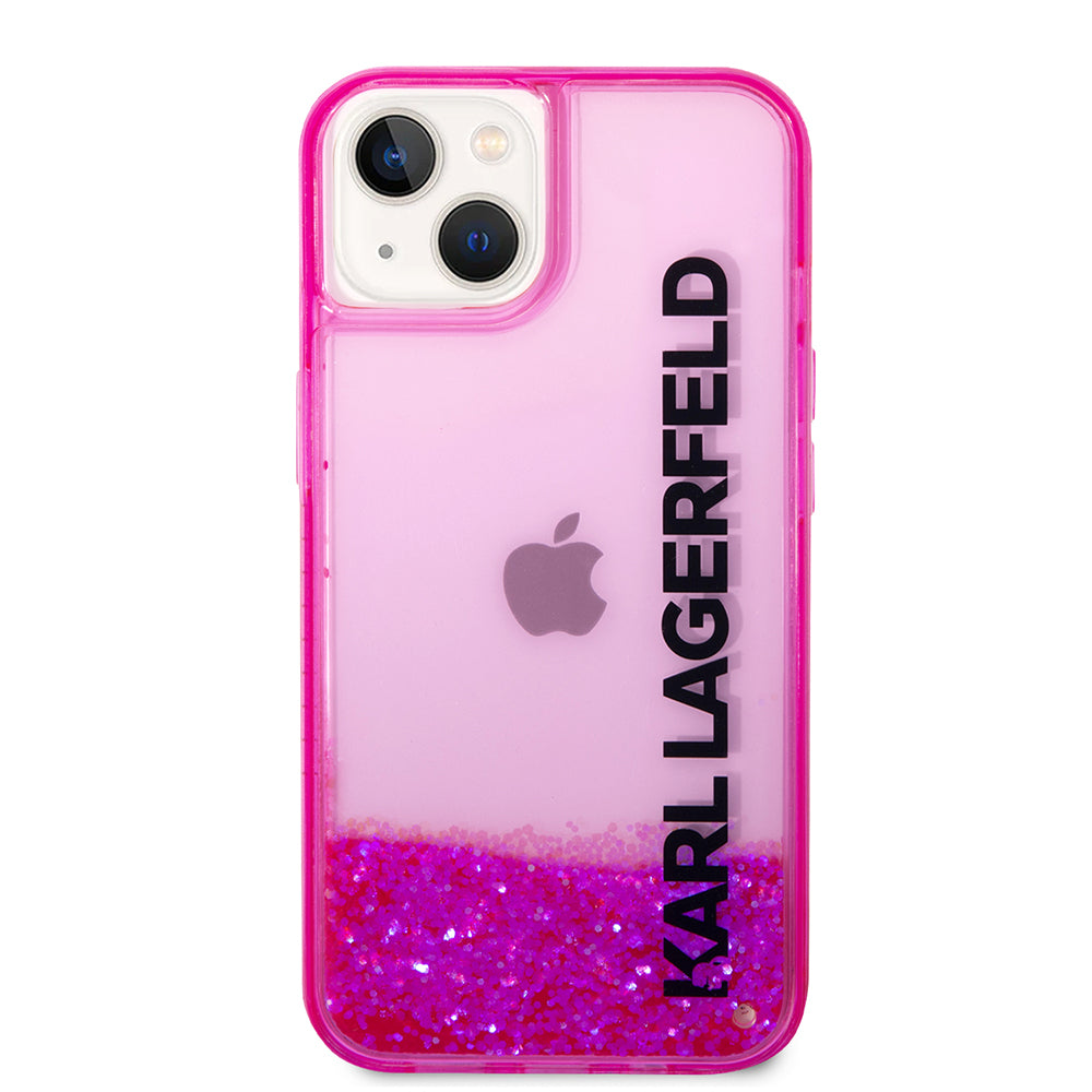 Futrola za Apple iPhone 14 Plus, Karl Lagerfeld, Liquid Glitter KL Logo, Roze