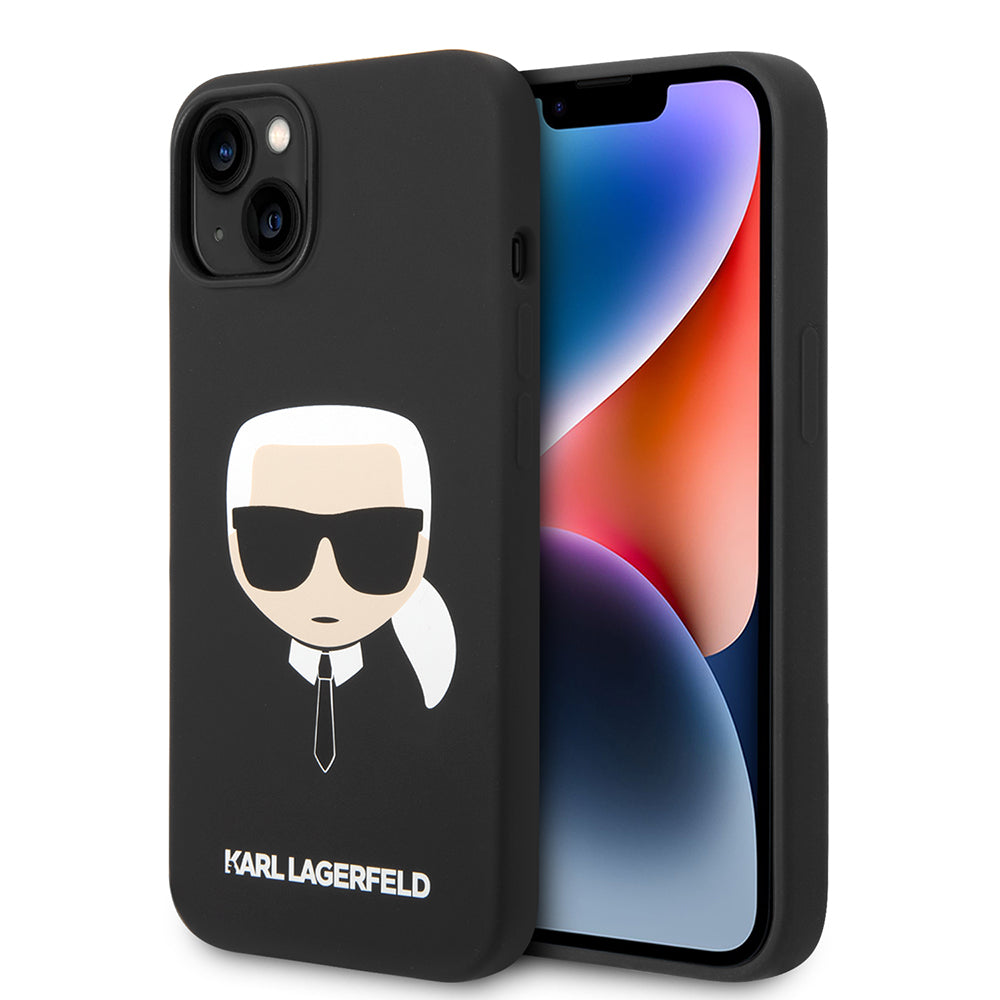 Futrola za Apple iPhone 14 Plus, Karl Lagerfeld, Silikonska Karl's Head, Crna