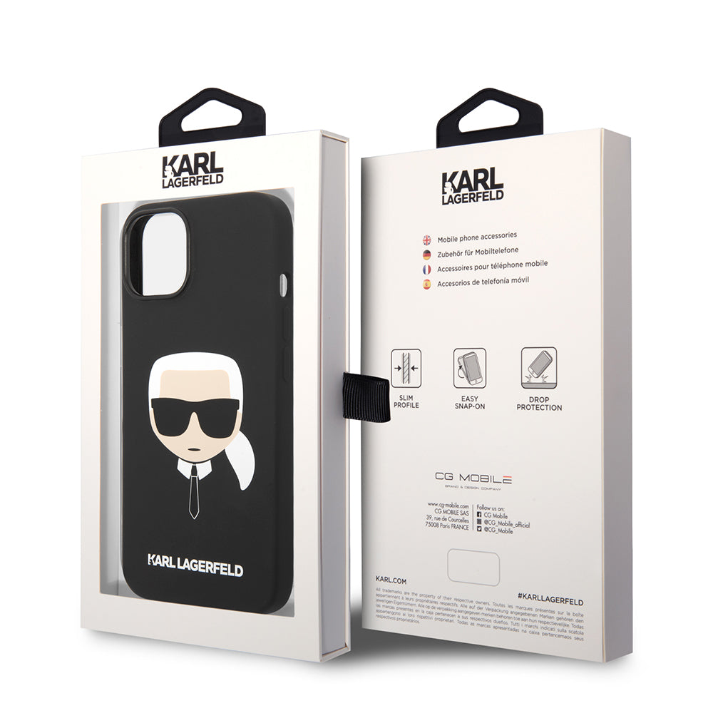 Futrola za Apple iPhone 14 Plus, Karl Lagerfeld, Silikonska Karl's Head, Crna