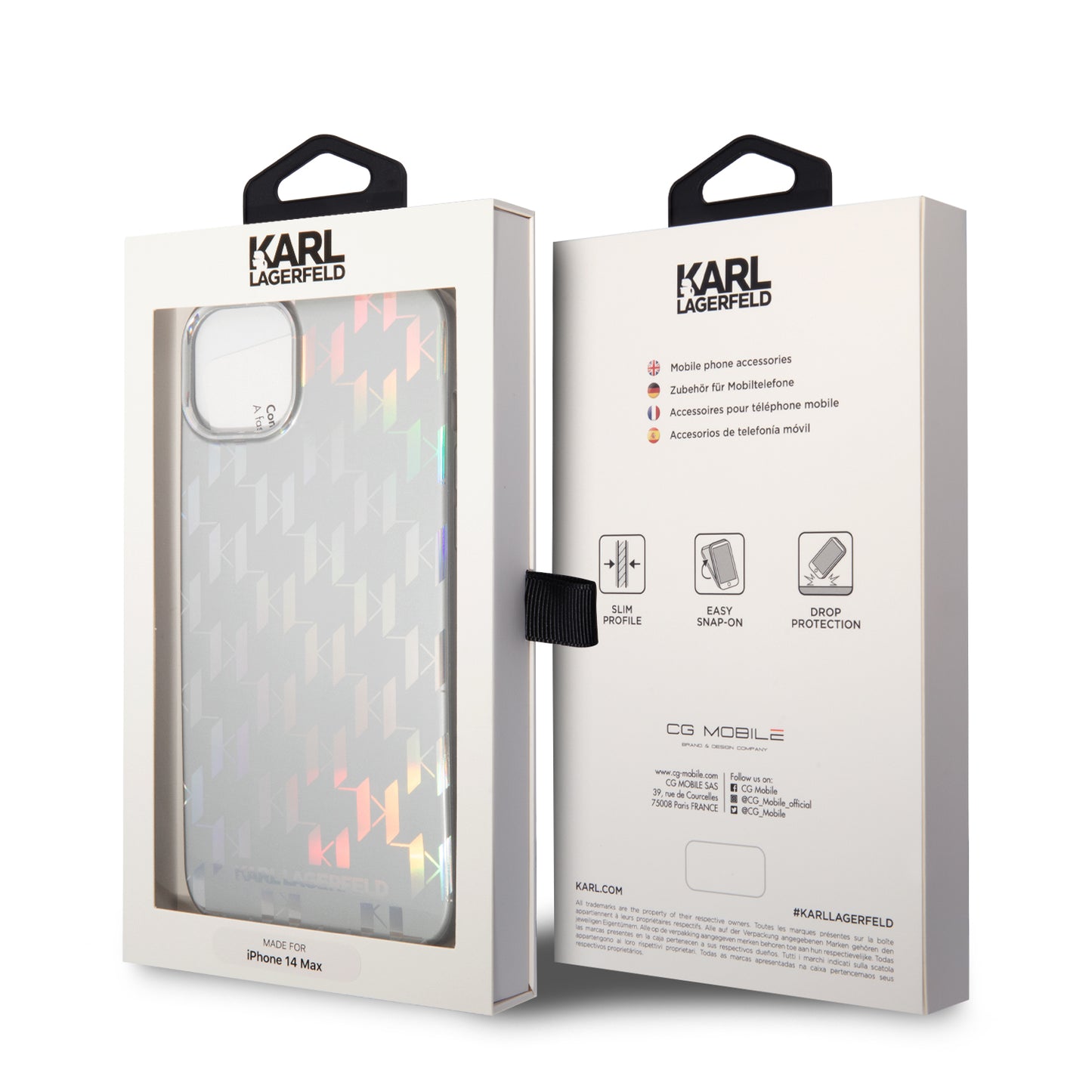 Futrola za Apple iPhone 14 Plus, Karl Lagerfeld, Monogram Iridescent, Srebrna