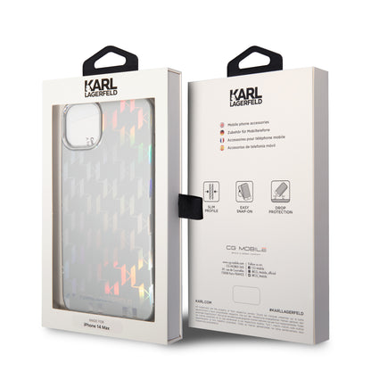 Futrola za Apple iPhone 14 Plus, Karl Lagerfeld, Monogram Iridescent, Srebrna