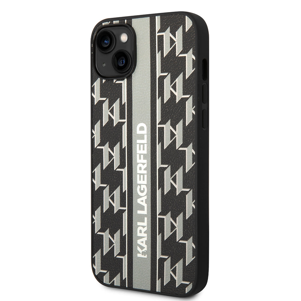 Futrola za Apple iPhone 14 Plus, Karl Lagerfeld, Monogram Stripe, Siva