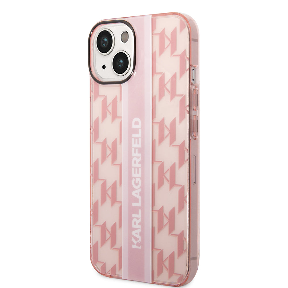 Futrola za Apple iPhone 14 Plus, Karl Lagerfeld, Monogram Stripe, Roze