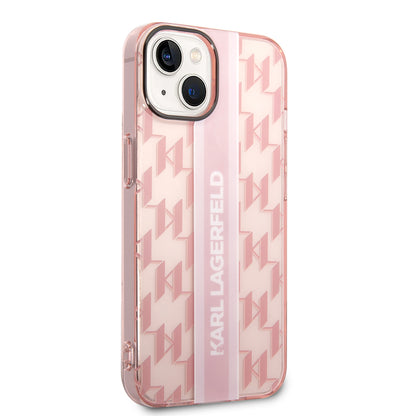 Futrola za Apple iPhone 14 Plus, Karl Lagerfeld, Monogram Stripe, Roze
