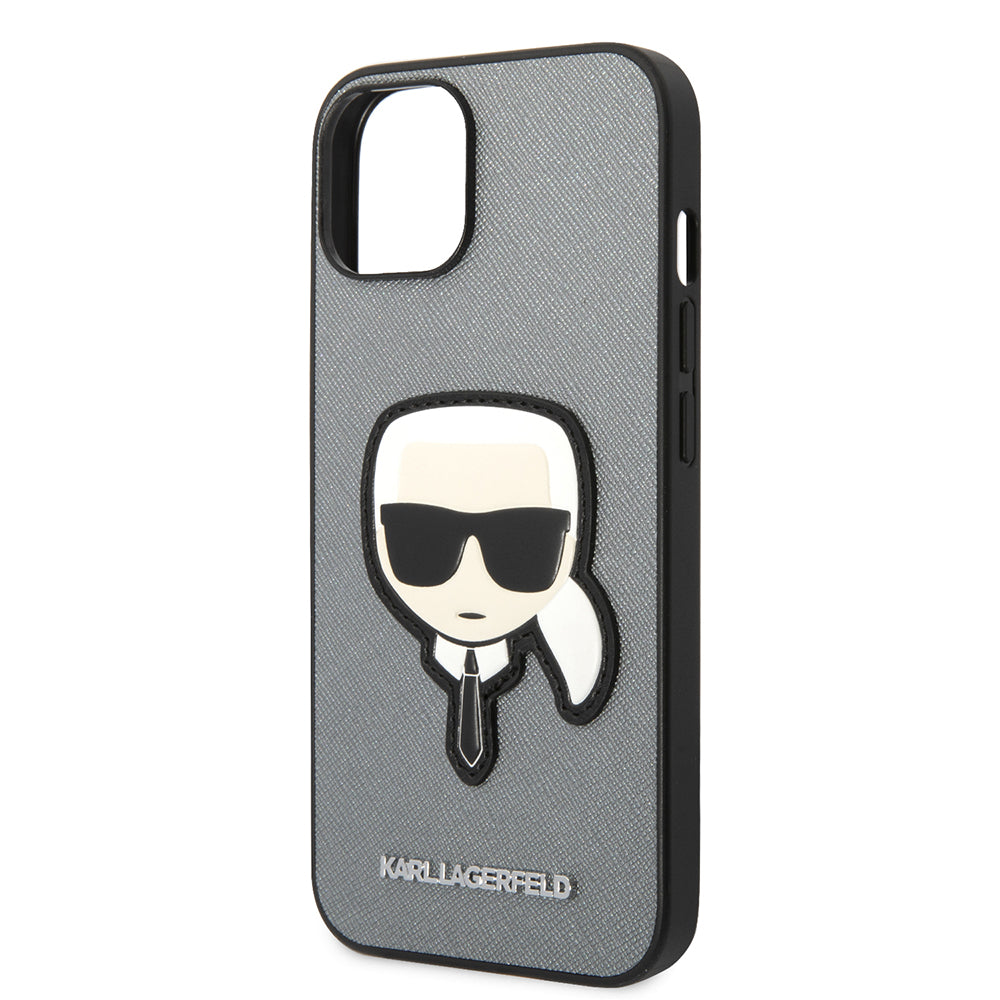 Futrola za Apple iPhone 14 Plus, Karl Lagerfeld, Saffiano Karl's Head, Srebrna