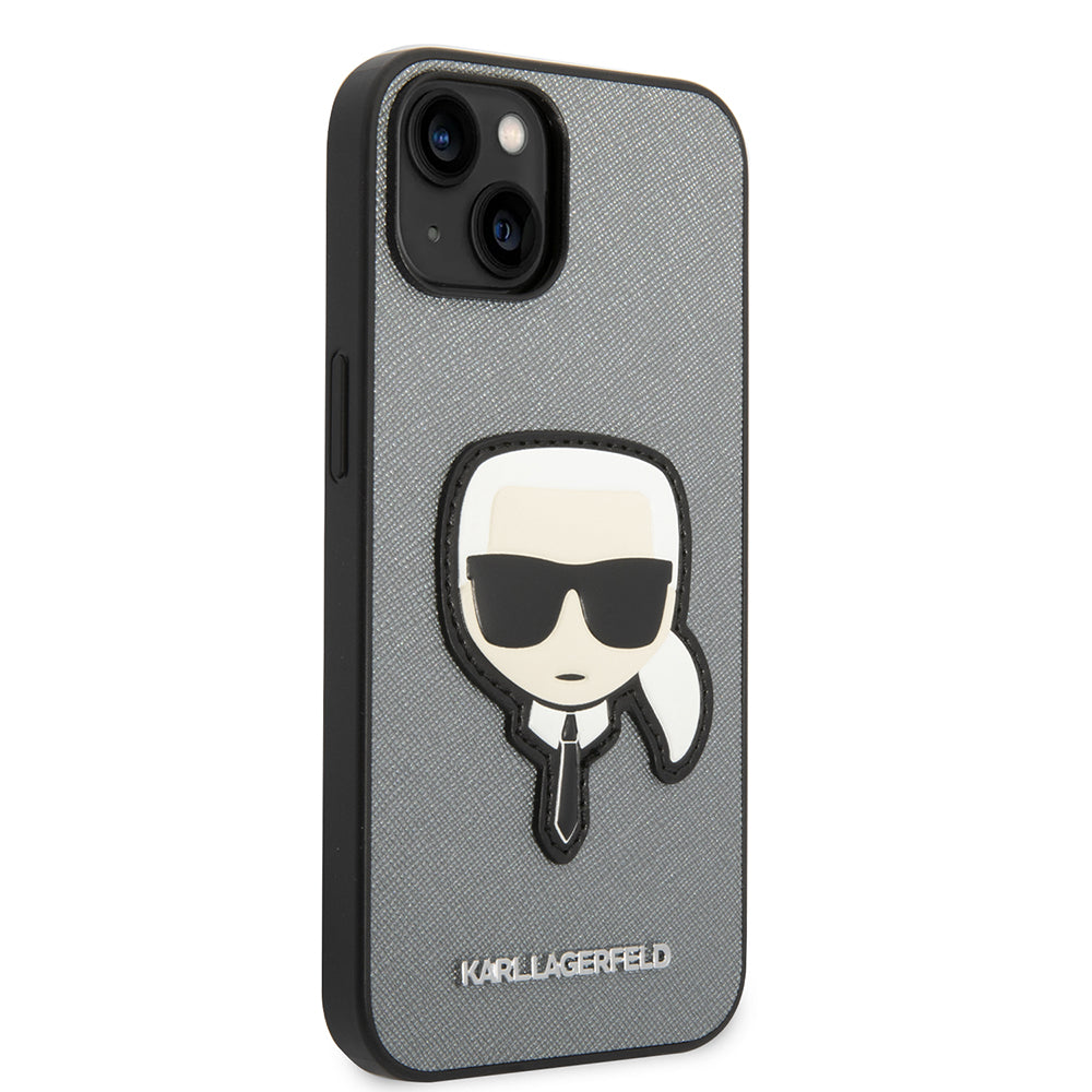 Futrola za Apple iPhone 14 Plus, Karl Lagerfeld, Saffiano Karl's Head, Srebrna