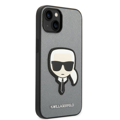 Futrola za Apple iPhone 14 Plus, Karl Lagerfeld, Saffiano Karl's Head, Srebrna