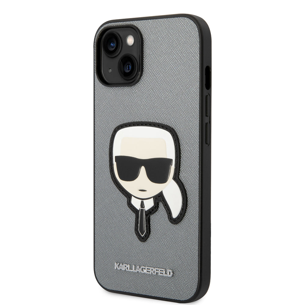 Futrola za Apple iPhone 14 Plus, Karl Lagerfeld, Saffiano Karl's Head, Srebrna