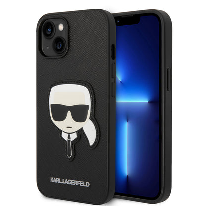 Futrola za Apple iPhone 14 Plus, Karl Lagerfeld, Saffiano Karl's Head, Crna
